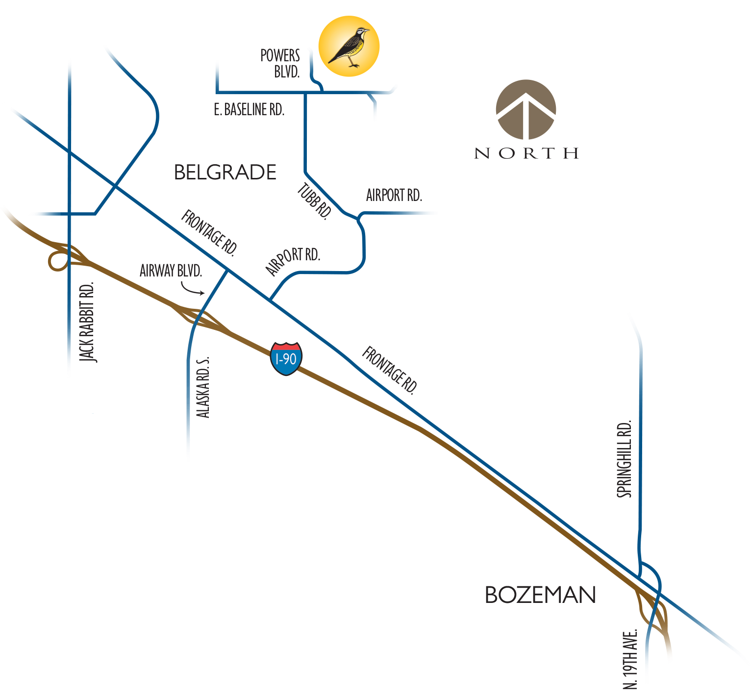 A map showing how to get to Meadowlark Ranch